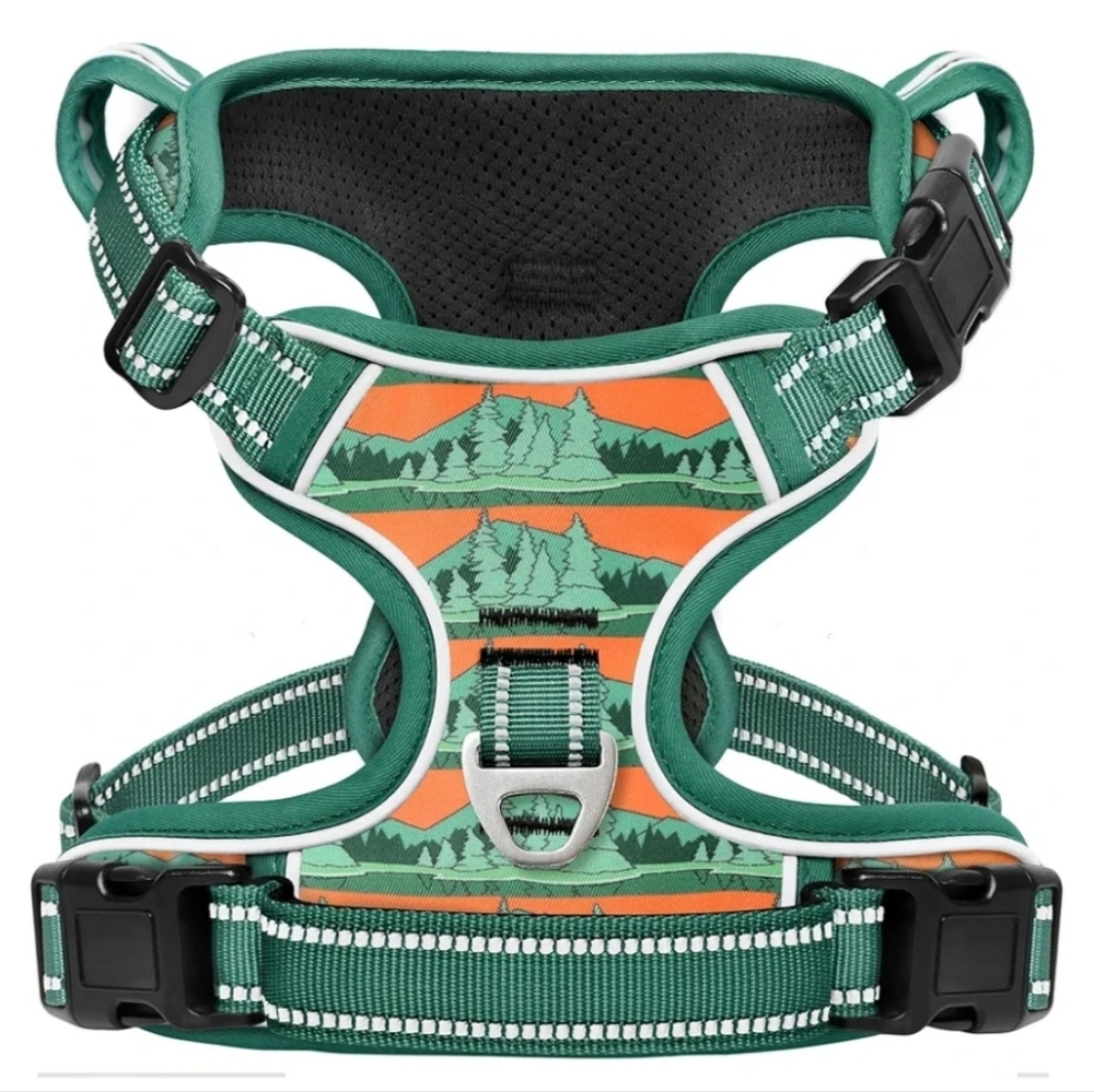 New Timos XS non pull reflective dog harness mountains and trees